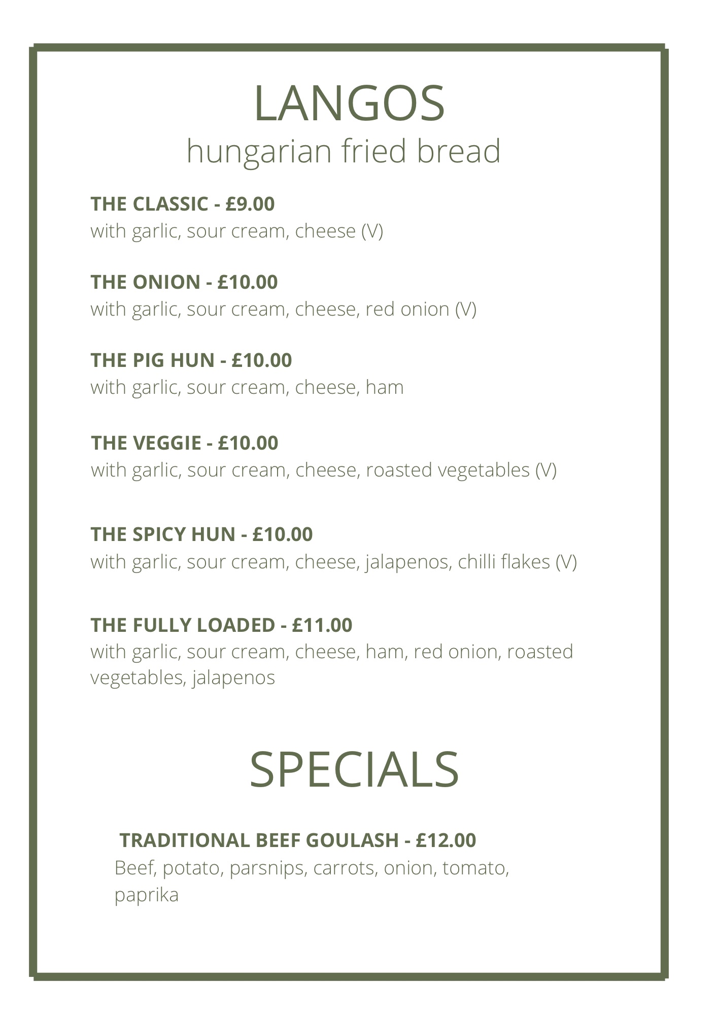 Current Menu July 2021